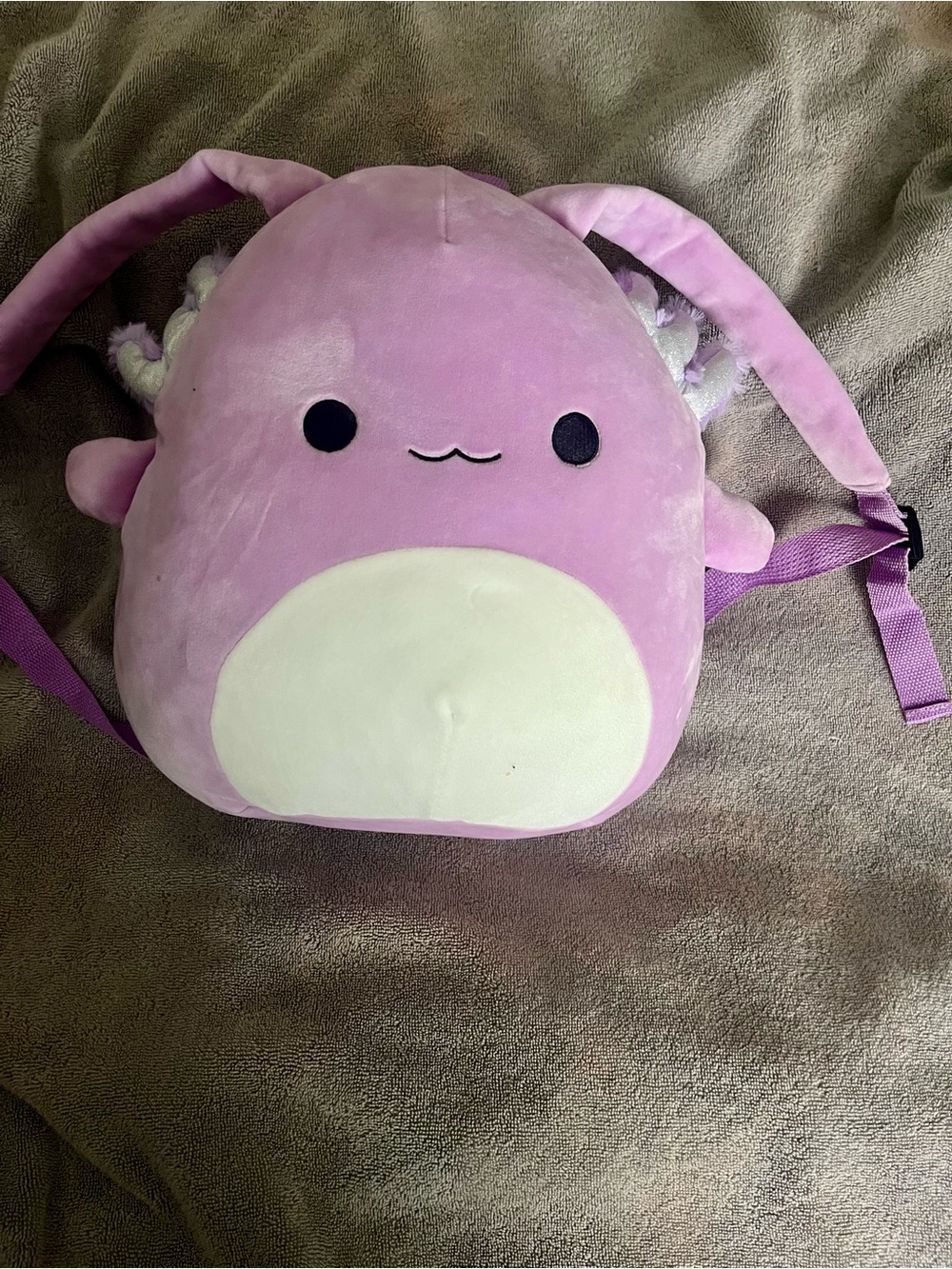 Squishmallows Pink Axolotl Plush Kids Backpack with Cream Belly